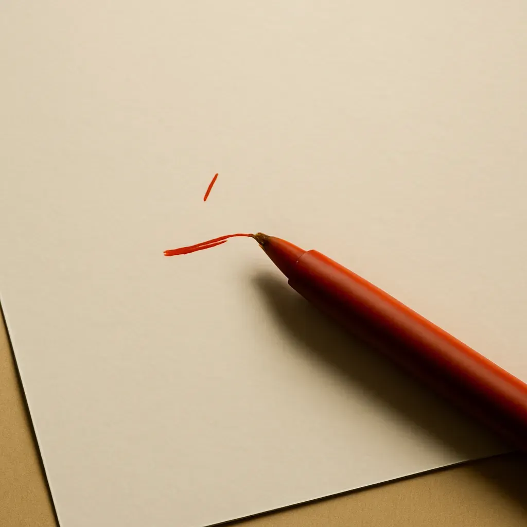 Gros plan sur une correction au stylo rouge sur une page de papier, en cours d'édition.